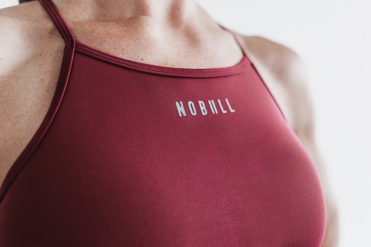 Nobull High-Neck Women's Sports Bras Red | Australia (KQ8724)